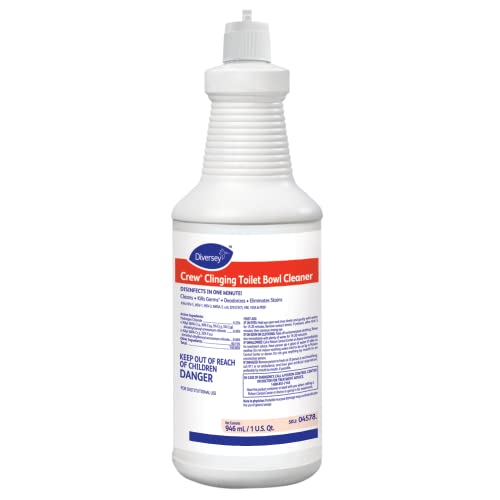 Diversey CREW Clinging Toilet Bowl Cleaner, Floral Scent, Liquid, 1 Qt. Bottle, 12/ct, Ready-to-Use Squeeze Bottle, 32 Fl Oz (Pack of 1)