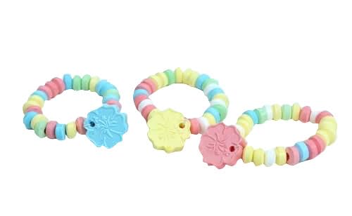 Candy Flowers - 24 Hibiscus Flower Shaped Candy Bracelets Individually Wrapped Bulk - Great for Spring Easter Party Favors - Easter Basket Stuffers