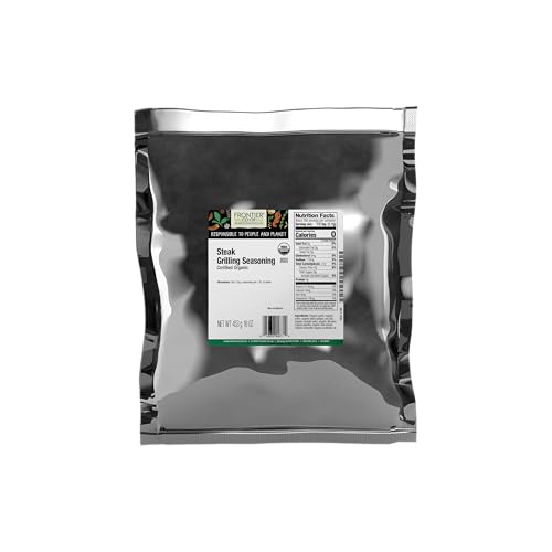 Frontier Co-op Organic Steak Seasoning, 1-pound Bulk Bag, Savory Blend of Spices for Grilling