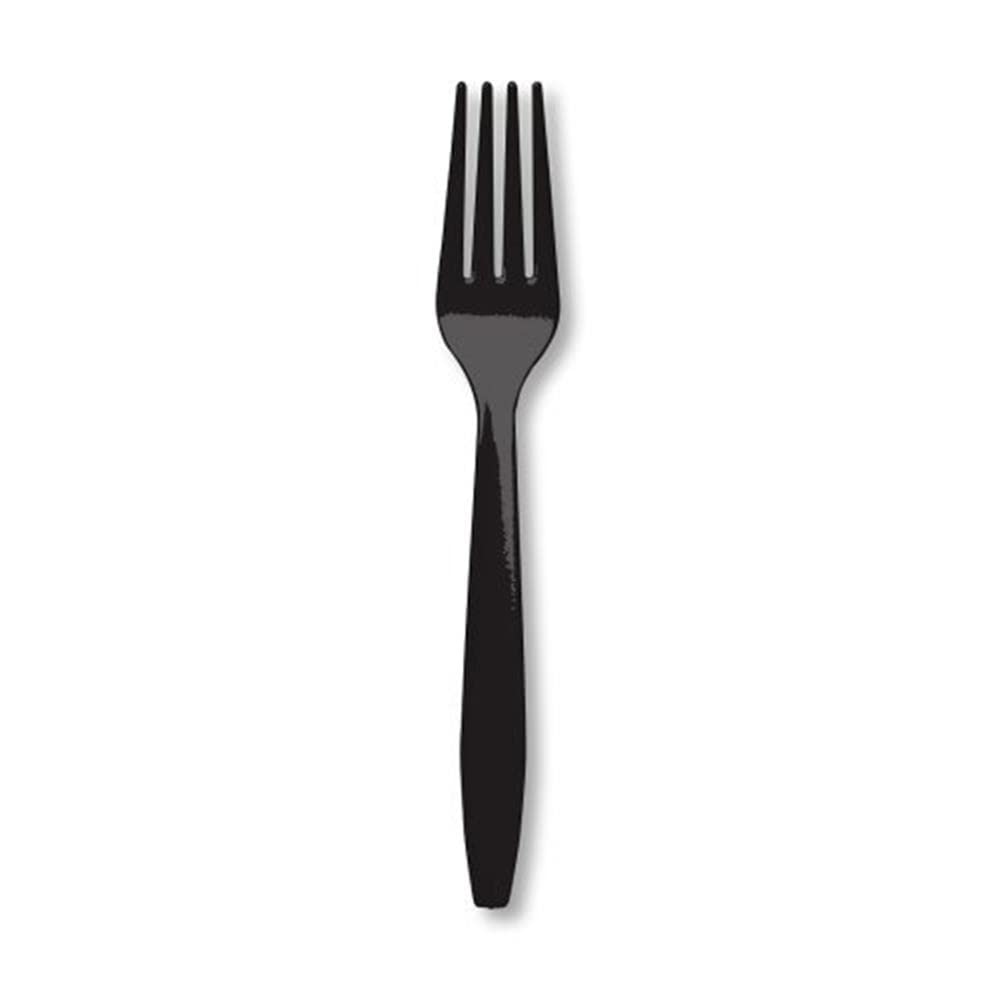 Creative Converting Touch of Color Premium 24 Count Plastic Forks, Black Velvet