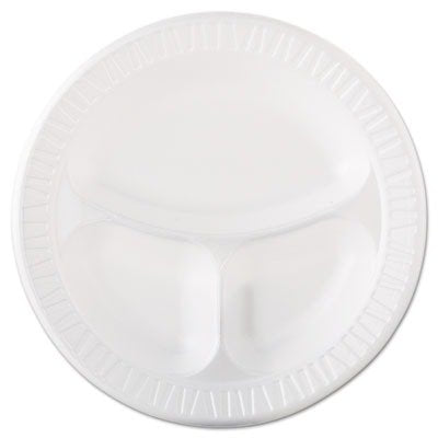 Dart 10CPWQR 10.25 in White Laminated Foam 3 Comp Plate (Case of 500)