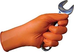 Tiger Grip Diamond Textured Nitrile Gloves, Hi Vis Orange, 7mil, Powder & Latex Free, Waterproof, Cut Resistant, Disposable, Mechanic, Large, 1000