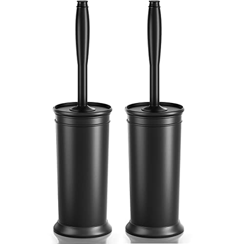 Toilet Brush and Holder 2 Pack, Toilet Bowl Brush with Extra Long Handle, Toilet Scrubber and Covered Holder, Toilet Brushes for Bathroom-Space