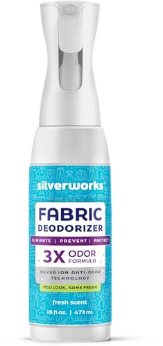 SilverWorks! Fabric Spray Odor Eliminator For Home - Powerful, Natural Silver Ion Deodorizing Technology - Clothes, Furniture And Couch Deodorizer