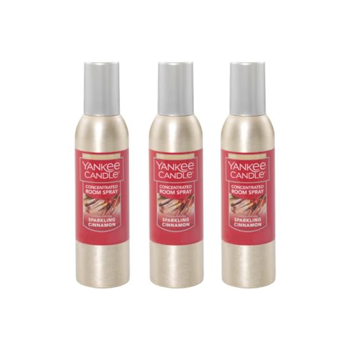 Yankee Candle Concentrated Air Freshener Room Spray, Odor Eliminator for Home, Bathroom, Sparkling Cinnamon, 1.5 Oz (Pack of 3)