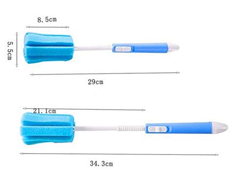 3Pcs 11.4Inch Sponge Clean Brush With Adjustable Plastic Handle For Coffee Glasses Pot Milk Cup Mugs Wine Bottle Baby Bottles Kitchen Clean Dish