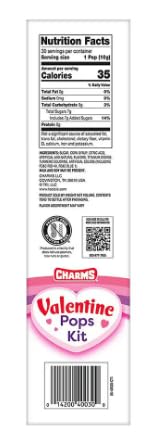 Charms, Valentine Pops Kit, 30 Pops plus Cards on Box, 5 Fun Flavors, 10.58 oz