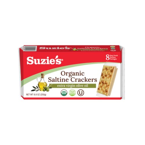 Suzie's, Organic Saltines, Salted Crackers, Salt & Extra Virgin Olive Oil Flavor - 8.8oz Pack