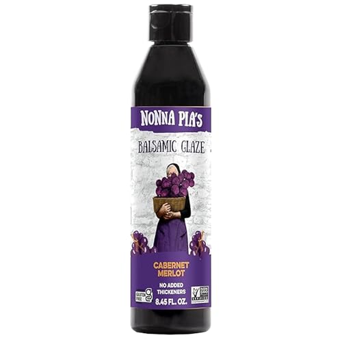 Nonna Pia’s Cabernet Merlot Balsamic Glaze - IGP Certified Balsamic Vinegar of Modena - Full-Bodied Flavor - Perfect for Burgers & Grilled Meats