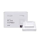 SETUP [Case of 240 Combo White Square Plates, Disposable Plastic Plates - Premium Heavy-Duty 120 Disposable 9.5" Dinner Party Plates and 120