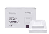 SETUP [Case of 240 Combo White Square Plates, Disposable Plastic Plates - Premium Heavy-Duty 120 Disposable 9.5" Dinner Party Plates and 120