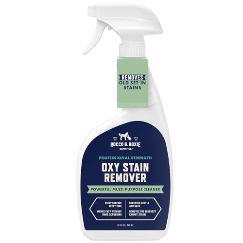 Rocco & Roxie Oxy Stain Remover - Oxygen Powered Carpet Cleaner Spray - Pet Stain Remover for Carpet, Spot Cleaner for Upholstery, Couch, Laundry