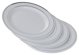 Exquisite Reflective (Silver Line) Plastic Plates-60 Peices Premium Heavyweight Plastic Dinnerware (30-10.25" Dinner and 30-7.5" Salad/Dinner) Wedding