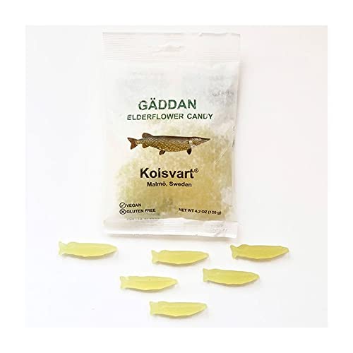 Kolsvart Elderflower Swedish Candy (Vegan & Gluten Free), 4.2 Ounces (Pack of 5)