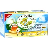 La Tisaniere Infusion Nuit Calme Miel et Reine des Pres 20 Sachets 30g (La Tisaniere Herbal Tea Nuit Calme with Honey 20 Sachets)