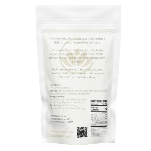 Inner Zen Life Ceremonial Grade Matcha Green Tea Powder | Premium Japanese First Harvest | Smooth & Balanced Flavor | Natural Energy & Focus | 100 g