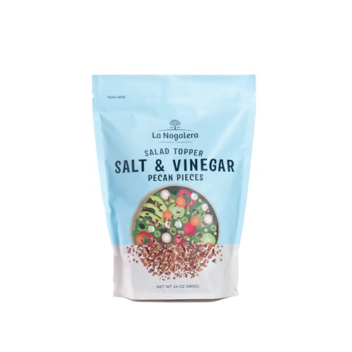 Salt and Vinegar Pecans 24 oz (1.5 lbs) - Crunchy Fried Pecans with Tangy Seasoning, Gourmet Salad Topping & Snack - Lightly Oiled, Bold Flavor by La