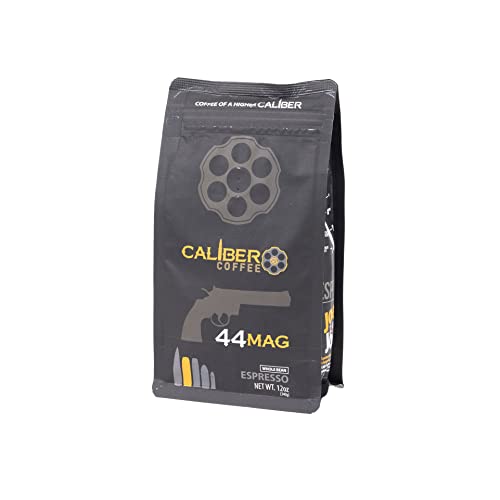 Caliber Coffee .44 Mag, Whole Bean Espresso Roast - Bold, Smooth, Rich Crema Flavors - 100% Artisan Roasted Arabica Coffee - Small-Batch, Hand-Crafted