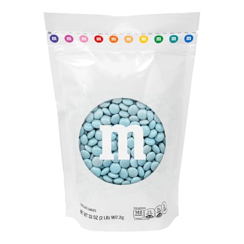 M&M’S WORLD Light Blue Milk Chocolate Candy, 2 lbs Resealable Pack - Candy Bulk for Party Favors, Baby Showers, Easter, Birthday Decor, Birthday