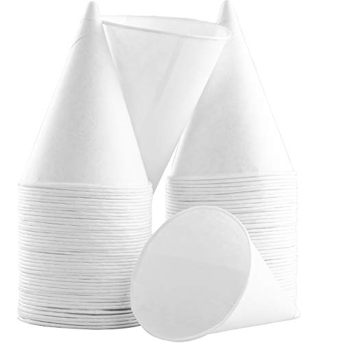 Eco-Friendly, Wax Free 4.5oz White Paper Cone Cups 50Pk. Small Dispenser Cup for Shaved Ice, Office Water Coolers, Sports Teams, Fundraisers