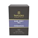 Taylors of Harrogate Earl Grey, Black Tea, Pillow Bags, 50 Count (Pack of 1), Fragrant, Delicate & Light, Caffeinated, Enjoy Hot or Iced, 50 Teabags