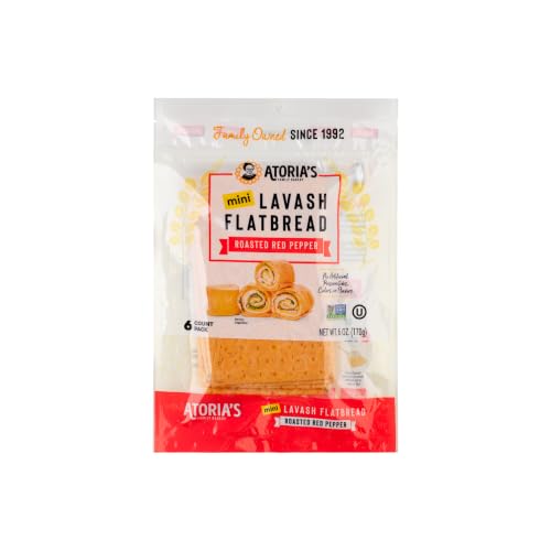 Atoria's Family Bakery Mini Roasted Red Pepper Lavash Wraps 8-Packs of 6 Sheets (48 Sheets)