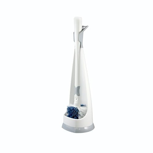 Unger No-Drip Toilet Brush Set, Flexible Neck Scrubber with Portable Carrying Caddy Holder, Discreet Bathroom Cleaning Supplies, Scrub Tough Stains