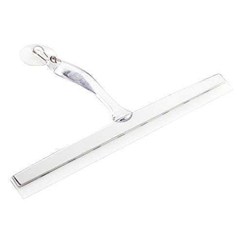 iDesign Zia Metal and Plastic Bathroom Squeegee for Shower, Glass Doors, Floors, Mirrors, with Suction Hook Holder , 12 Inches, Clear and Stainless