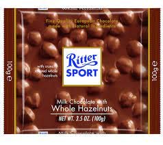 Ritter Sport, Milk Chocolate with Whole Hazelnuts, 3.5-Ounce Bars - Pack of 10