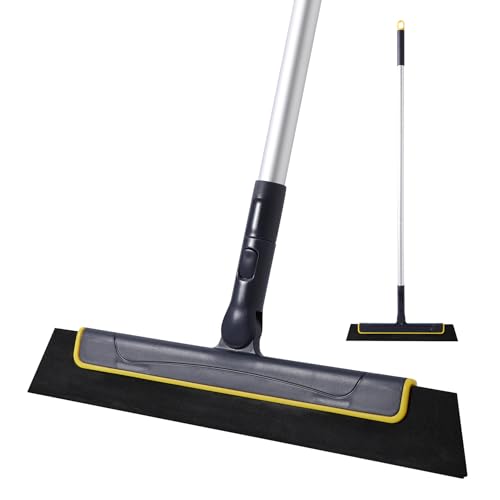 Yocada Floor Squeegee Broom EVA Foam Blade Aluminum Pole for Shower Bathroom Kitchen Home Tile Pet Hair Fur Floor Marble Glass Window Water Foam