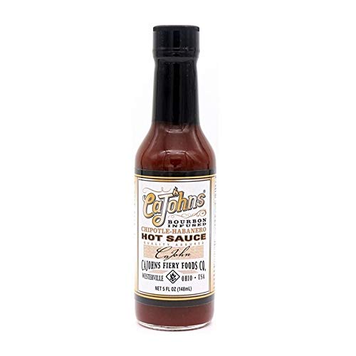 CAJOHNS Hot Sauce Bourbon Infused Chipotle-Habanero, 5 ounces