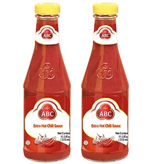 ABC Extra Hot Sambal Chili Sauce, Stir Dipping Indonesian BBQ, 11.3oz / 335ml (Pack of 2)