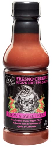 Tony Piggs Hot BBQ Sauce Fresno Creeper Flavor (19oz)- Great Condiment Topping for Wings, Ribs & Burgers at Parties- Barbecue Sauce w Hot Sauce Heat