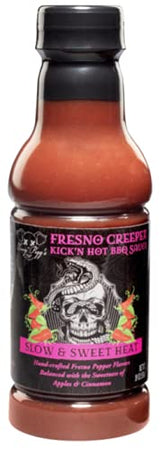 Tony Piggs Hot BBQ Sauce Fresno Creeper Flavor (19oz)- Great Condiment Topping for Wings, Ribs & Burgers at Parties- Barbecue Sauce w Hot Sauce Heat