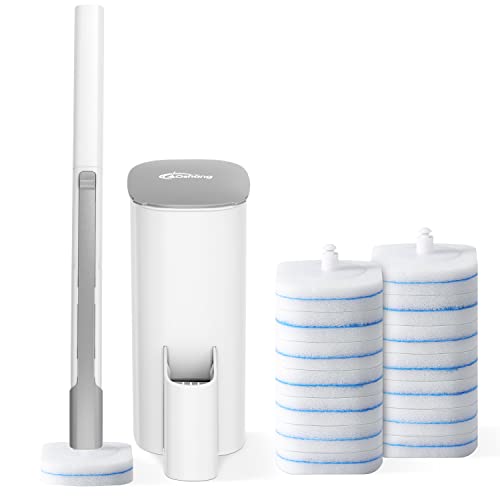 oshang Disposable Toilet Brush - Toilet Bowl Cleaner, Toilet Cleaning Supplies, Toilet Brush with Holder, 14 Refills for Deep Cleaning and Hygienic