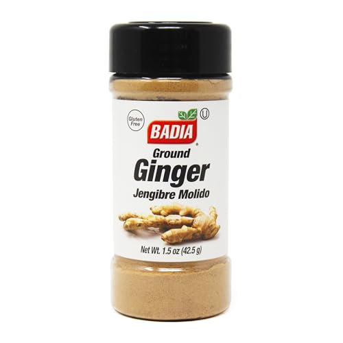 Badia Ground Ginger Powder, 1.5 oz - Premium Ground Ginger Root for Cooking, Baking, Tea & Spice Blends - Warm, Aromatic Flavor