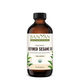 Banyan Botanicals Refined Sesame Oil - Organic Sesame Oil for Skin, Body, Hair & More - Multiple Sizes - 8 oz - Non GMO Sustainably Sourced Vegan