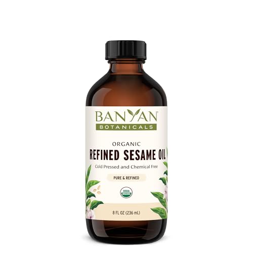 Banyan Botanicals Refined Sesame Oil - Organic Sesame Oil for Skin, Body, Hair & More - Multiple Sizes - 8 oz - Non GMO Sustainably Sourced Vegan