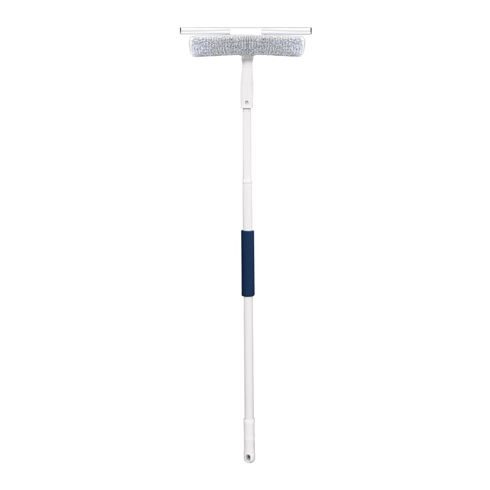 Unger 12” Outdoor Window Scrubber and Squeegee Kit with 5’ Telescopic Pole for High Access, Cleaning Supplies for Mirrors and Glass Surfaces, Machine