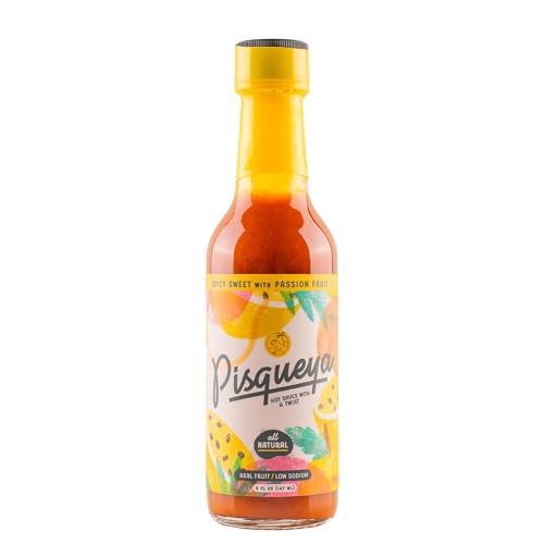 Spicy Sweet Passion Fruit by Pisqueya, Mild Heat Hot Sauce With Flavors of Passion Fruit, Chili Peppers & Garlic, Made With All Natural Ingredients, 5