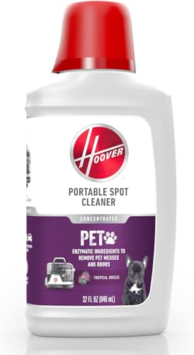 Hoover Pet Portable Spot Cleaner Solution, 32 oz., Tropical Breeze Scent, Upholstery and Carpet Shampoo Solution, Eliminates Pet Messes and Odors