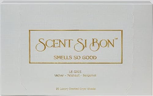 Scent Si Bon Luxury Scented Dryer Sheets, 50 Sheets, Le Gris Scent Inspired by Iconic Perfumes, Vetiver, Patchouli, Bergamot, Fragrant Clothing