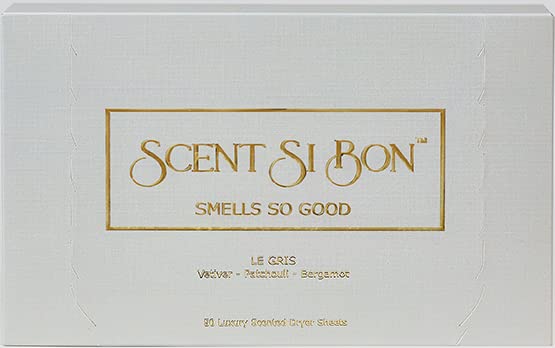 Scent Si Bon Luxury Scented Dryer Sheets, 50 Sheets, Le Gris Scent Inspired by Iconic Perfumes, Vetiver, Patchouli, Bergamot, Fragrant Clothing