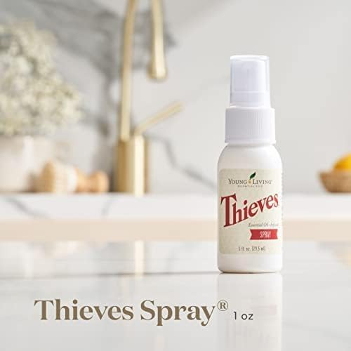 Young Living Thieves Spray | 1 oz | Portable Cleaner Spray, Formulated with Water & Alcohol, Ideal for Travel Essentials & Home; Fits in Backpack