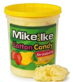 Mike and Ike Cotton Candy Tubs - 2 oz Fruity Spun Sugar Fluffy Candy - Individually Wrapped Novelty Treats for Birthdays, Carnivals, Summer Parties