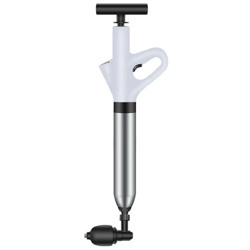 HEPBAK Stainless Steel Toilet Pipe Dredger Pneumatic Household High-pressure Dredging Tool Set Thickened Wall Cylinder Sturdy And Safe (Color: gray)