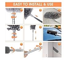 (New) Alta Dusting Products 7-Piece All Duster Combo Set (3 Microfiber Duster Heads with Extention Pole + Synthetic (Rainbow) Duster + Lambs Wool