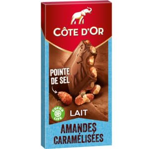 Cote D’Or Chocolat au Lait Amandes Caramelisees et Pointe de Sel 200g (Cote D’Or Milk Chocolate with Caramalised Almond and Salt 200g)