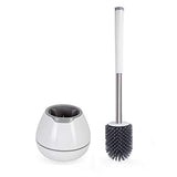 BOOMJOY Toilet Brush and Holder Set, Silicone Toilet Bowl Cleaner Brush, Bathroom Cleaning Bowl Kit with Tweezers, Bathroom Accessories with Aluminum