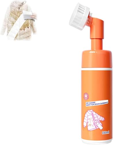 FAFOUR Dry Cleaning Agent with Brush Head for Down Jacket, 160ml Foam Dry Cleaner, Dry Foam Cleaner, Wash-Free Clothing Foam Spray, One Wipe